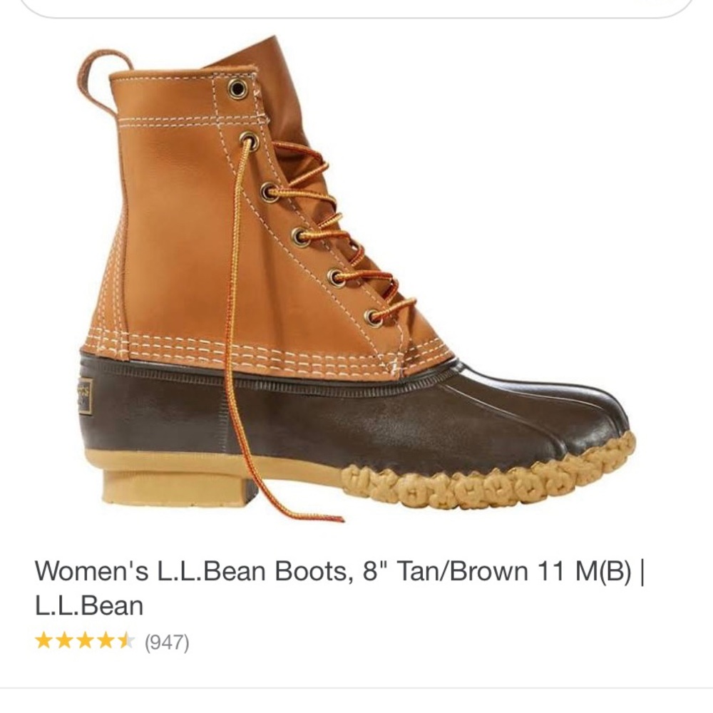 Women’s 8” tan/brown L.L. Bean Duck Boots size 7